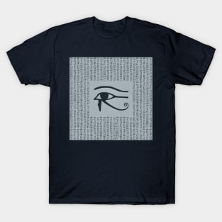 Eye of Horus, ancient Egypt, hieroglyphs, vintage look, blue T-Shirt